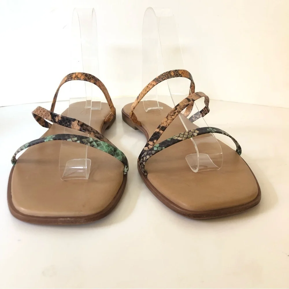 Madewell The Lyra Slide Sandal in Snake Embossed Leather Straps Size 10